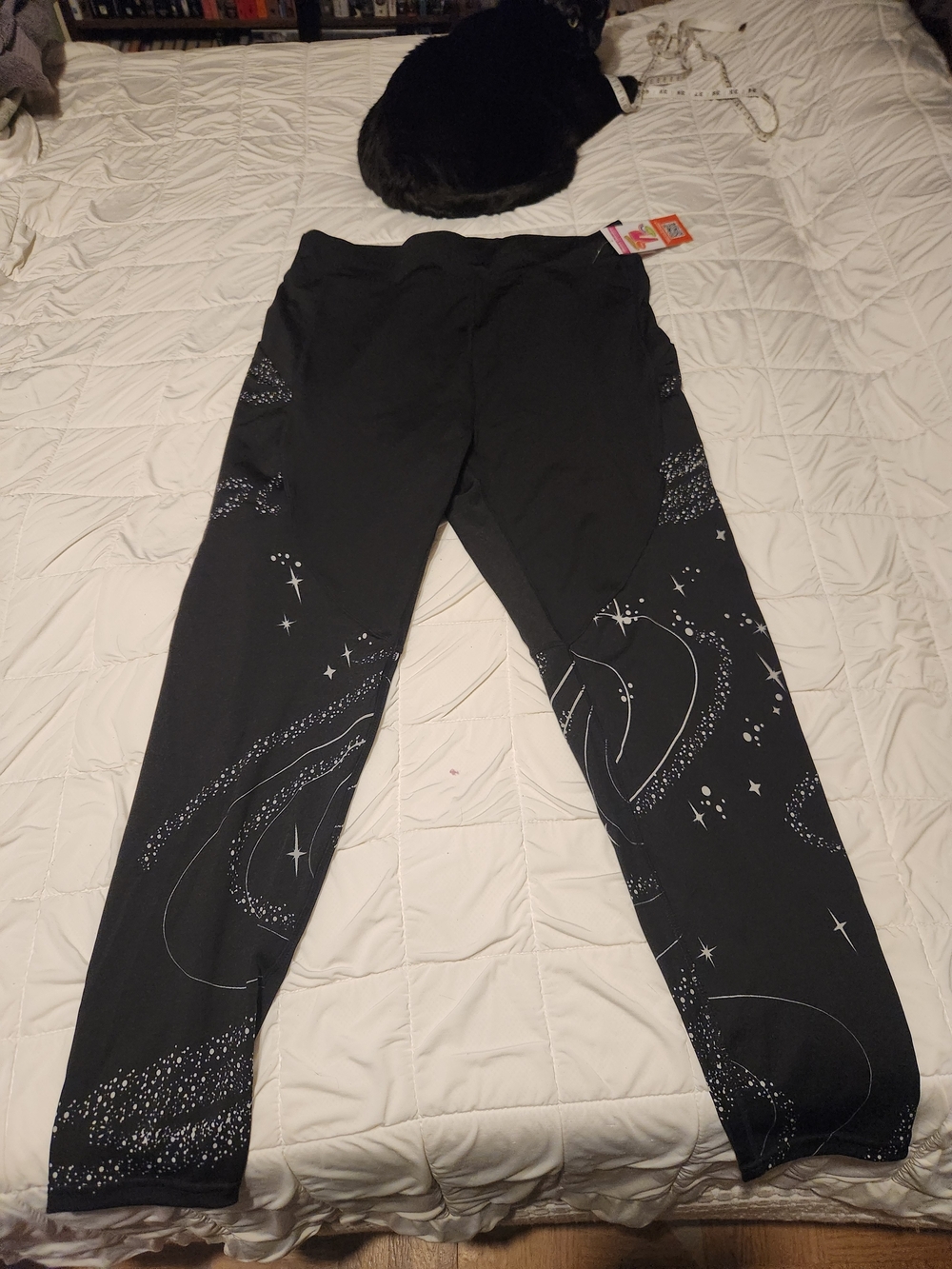 POP Fit Black Leggings with White Celestial Print